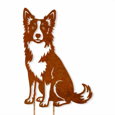 Border Collie Corten Steel Garden Stake - Iron Leaf Studio