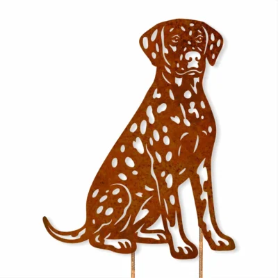 Dalmatian Corten Steel Garden Stake - Iron Leaf Studio