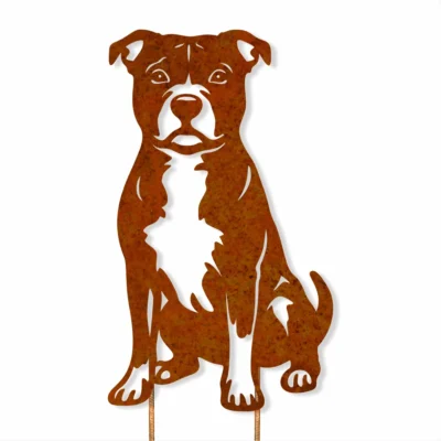 Staffy Corten Steel Garden Stake - Iron Leaf Studio