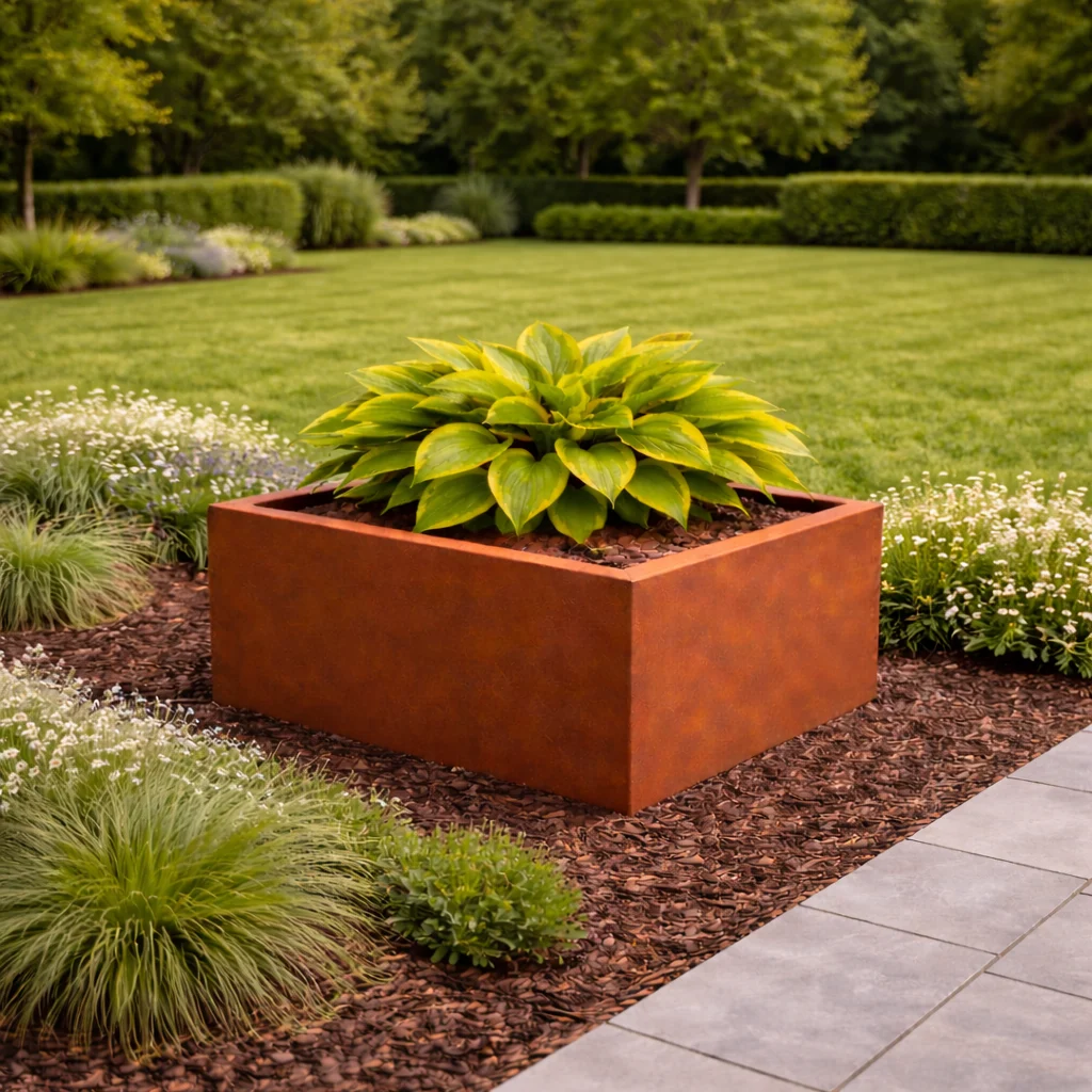 Square planter 1 with plants