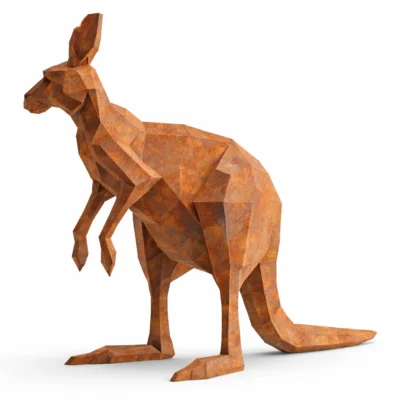 Polygon Kangaroo Sculpture - Iron Leaf Studio
