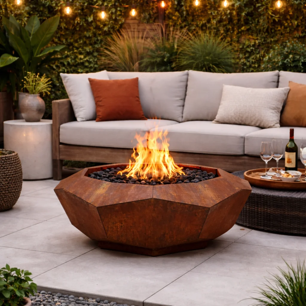 24. Iron Leaf Studio 2 Hexgonal Firepit Medium - Iron Leaf Studio