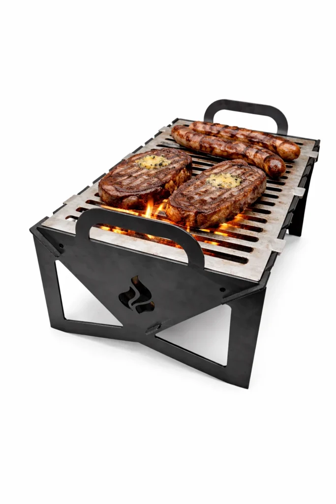 Collapsable Grill Fire Pit Cooking - Iron Leaf Studio