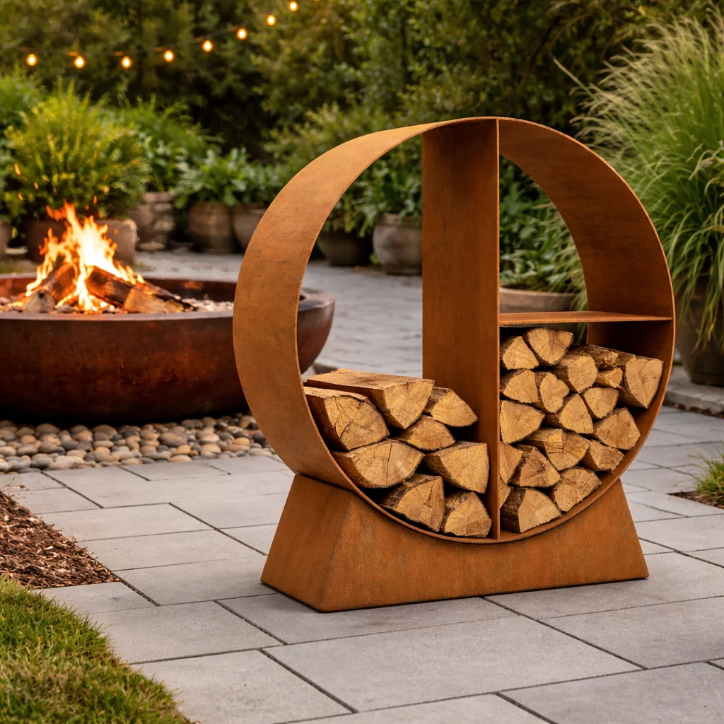 24. Iron Leaf Studio 5 Small Round Wood Holder Firepit 1 - Iron Leaf Studio